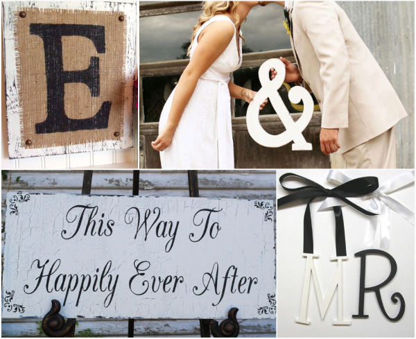 Wedding Monogram Sign burlap