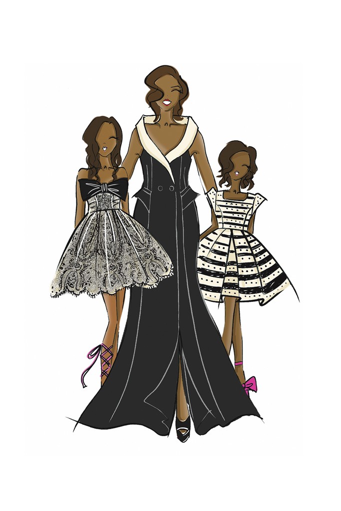 What Would Michelle Obama Wear: Inauguration Ball Inspiration Michelle Dress Sketches06