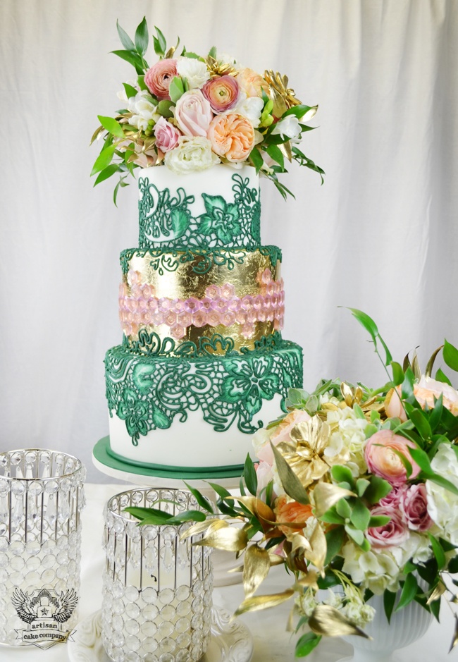 Emerald and Pink Wedding Inspiration GreenCake