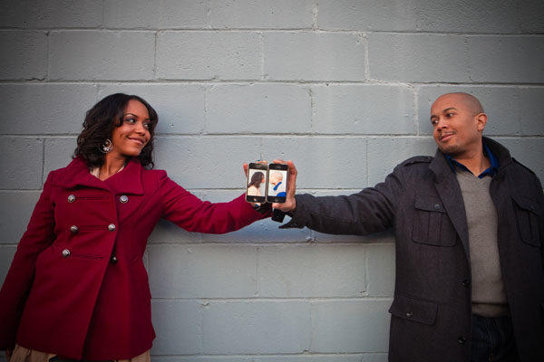 cute engagement session of african-american couple