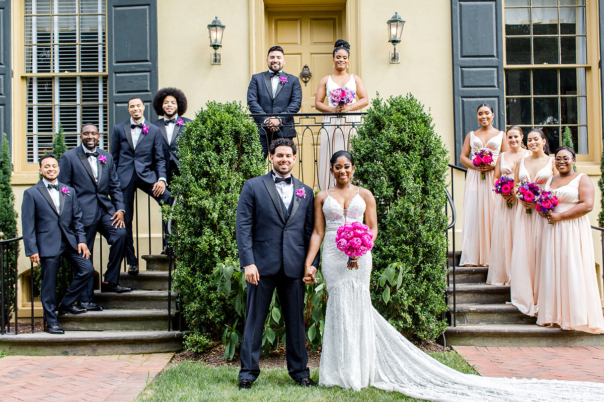 purple outdoor wedding ceremony