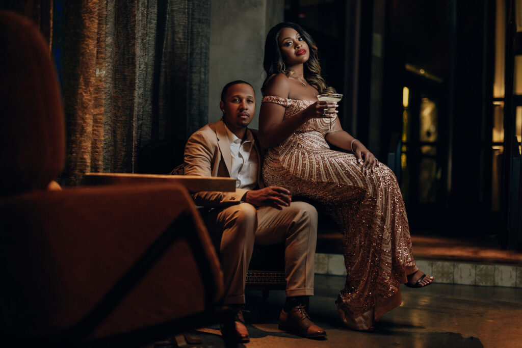 Larelle Malveaux & JoJuan Cranson at El Paso Hotel in formalwear; shot by Reem Photography