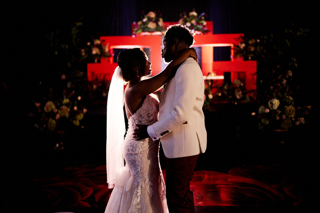 Gorgeous couple in wedding celebration in Arkansas