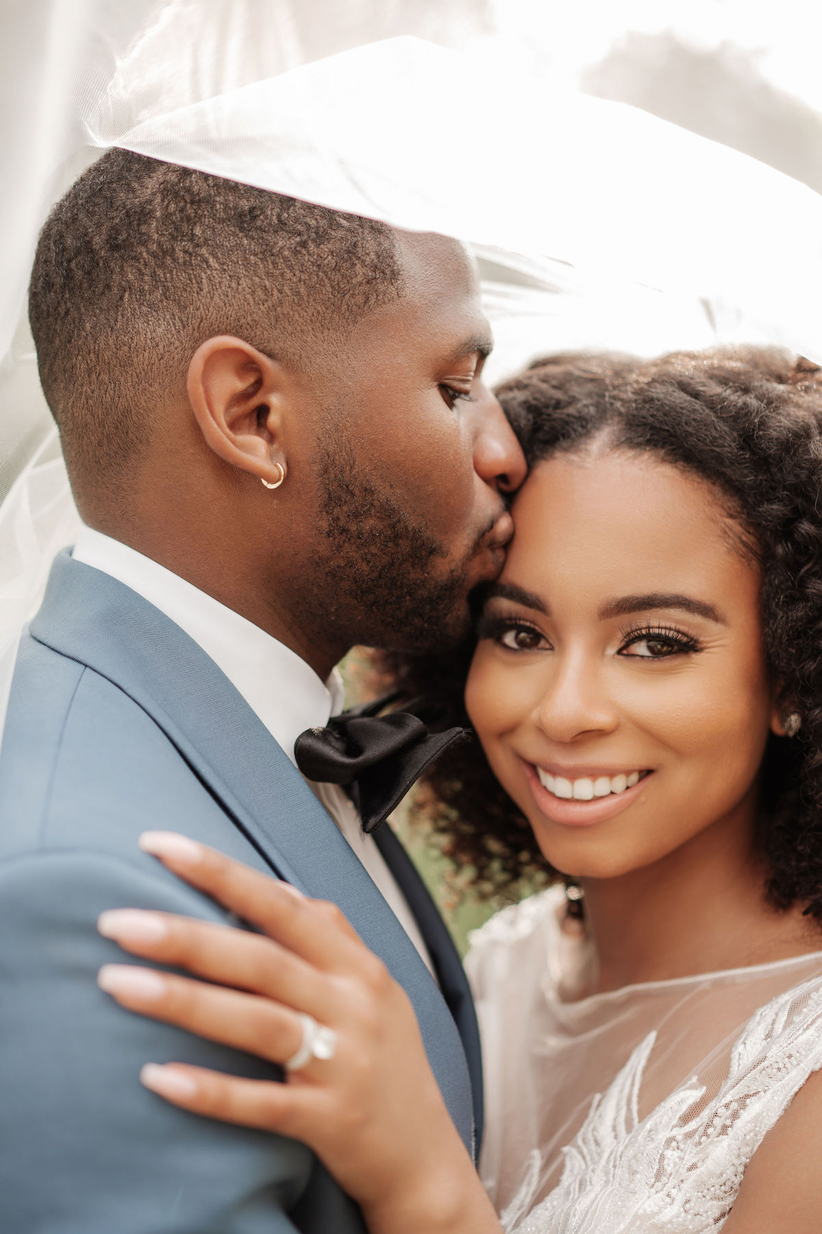 Ocean-inspired attire in dreamy destination wedding in Jamaica 