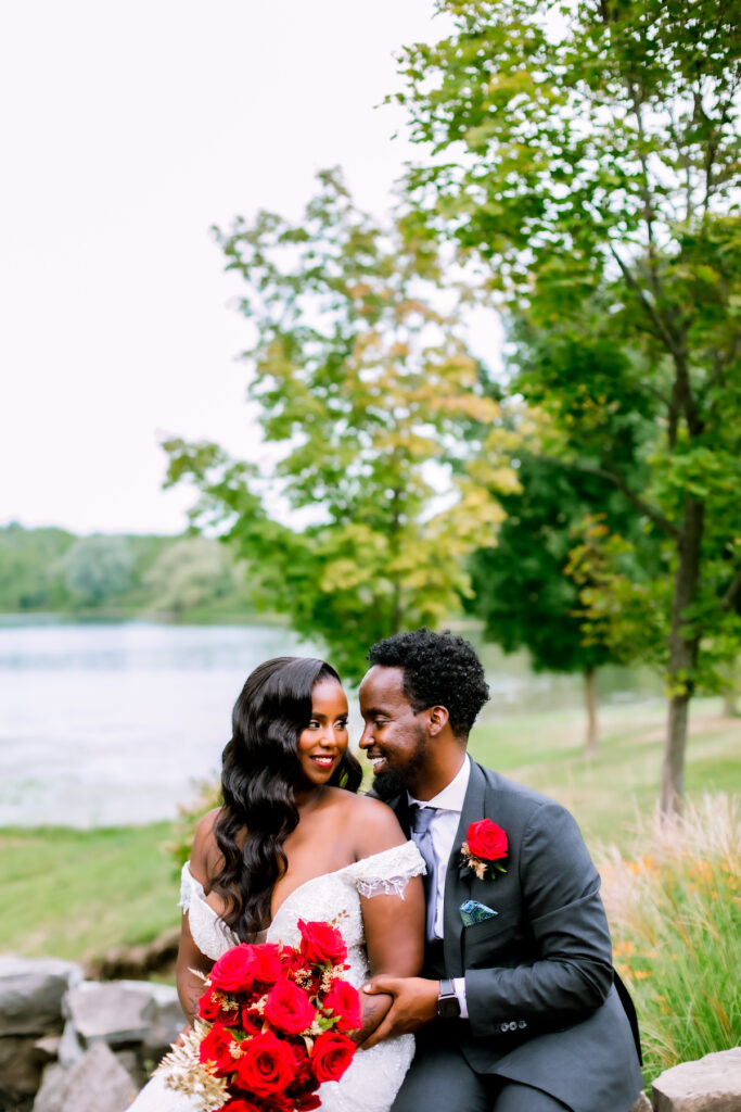 Red hot romance micro wedding in Ontario, Canada 