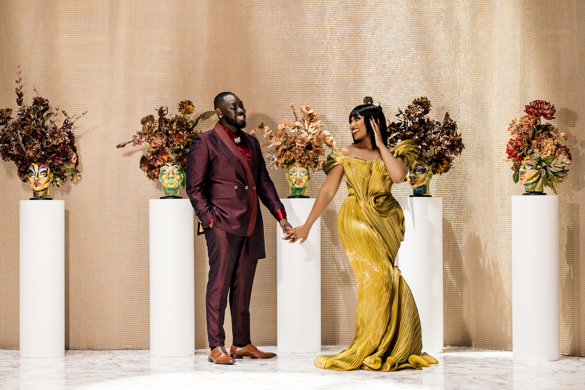 Featured in MunaLuchi Bridal Magazine, Issue No. 27, Amy & Sam's engagement session highlights their shared artistic and eclectic style while also paying tribute to their individual Ghanaian and Washingtonian roots. 