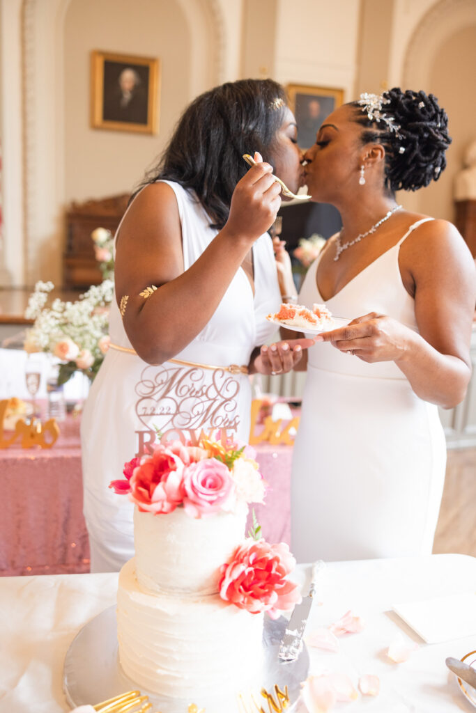 Shanay and Marrita held a unique garden chic wedding at the historic German Society of Pennsylvania Library! 