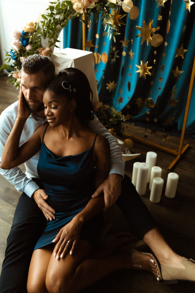 This totally perfect magical celestial wedding and engagement session with its starry-themed decor was captured by Keri Lynne Photography.