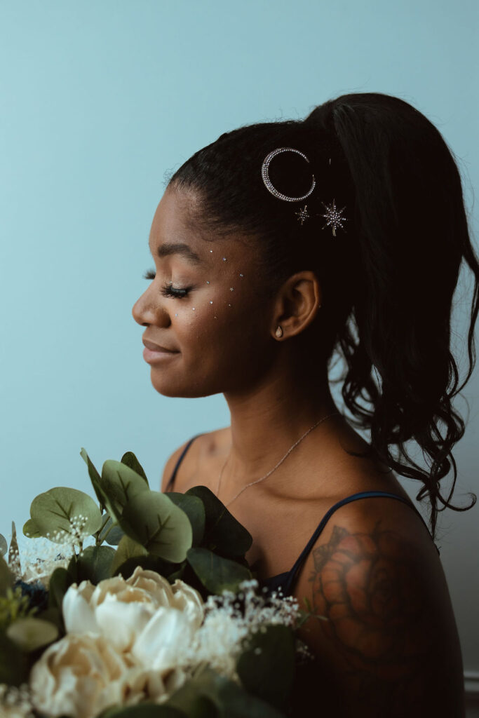 This totally perfect magical celestial wedding and engagement session with its starry-themed decor was captured by Keri Lynne Photography.