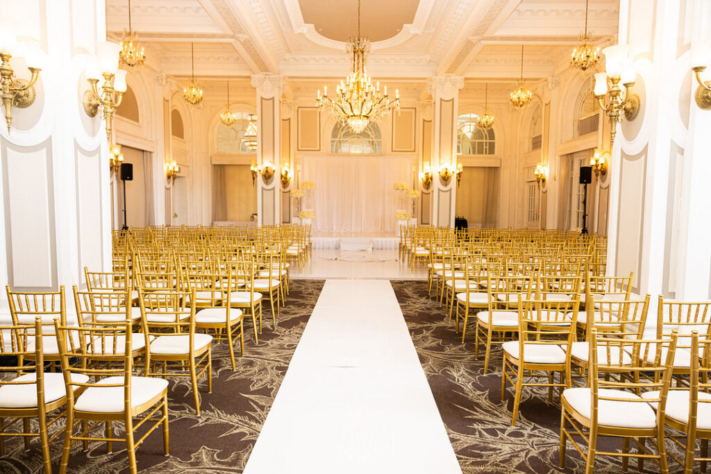 Everyone but the bride and groom wore black in this classic meets modern wedding at the Georgian Terrace Hotel in Atlanta, Georgia.