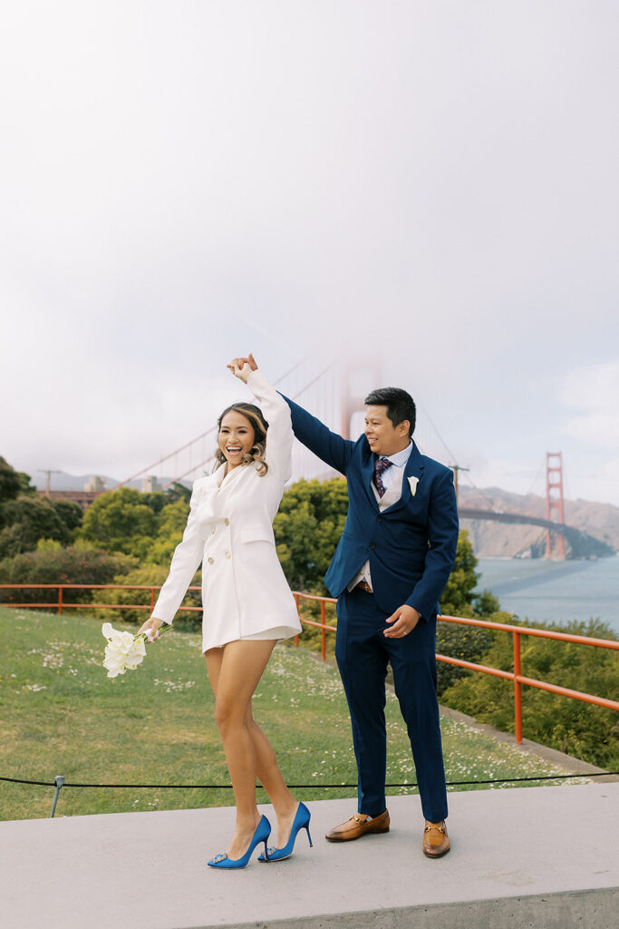 Rochelle and David's cozy and romantic city hall wedding in San Francisco had something blue plus Manolo's too!