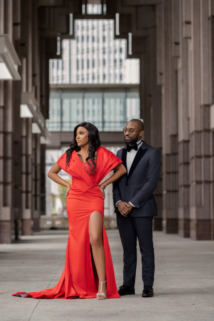 Timeless chic and traditional glam are the defining styles of this engagement session at The Woodruff Arts Center in Atlanta, Georgia.