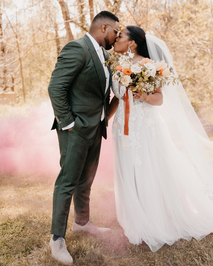 Tameka & Jeremy's Modern Boho Wedding at the Highland Brewing Co. in Asheville, NC features romantic muted earth tones and textured decor.