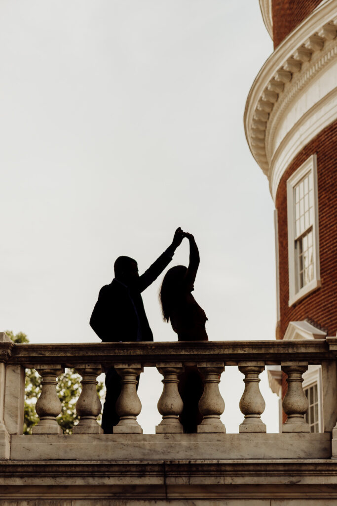 El-Kendra and Earl's fall-inspired engagement photos at the University of Virginia captured by Gegi Photography put us in the perfect cozy season mood!