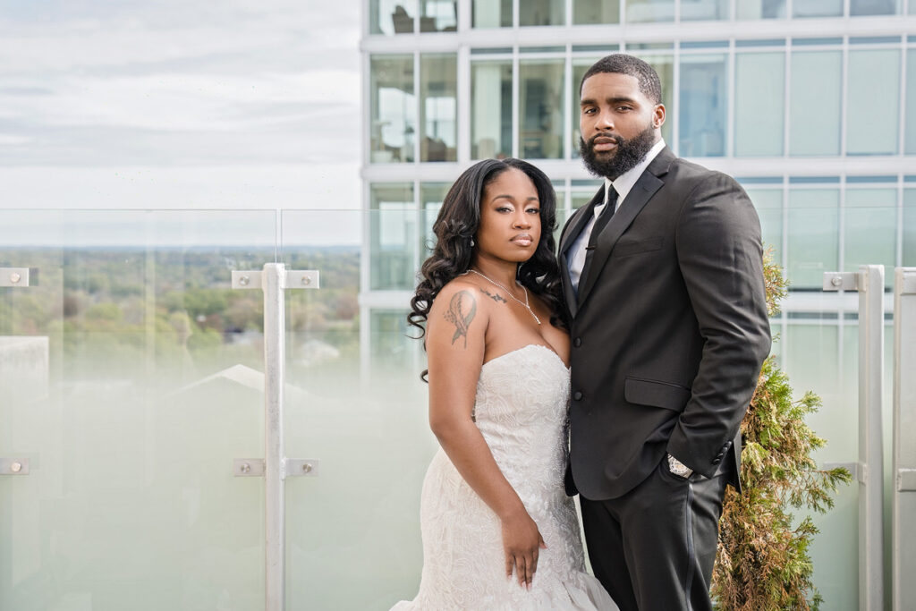 This moody art-infused styled shoot at the 21C Museum Hotel in Durham, NC, features elegant decor, contemporary art, & historic architecture.