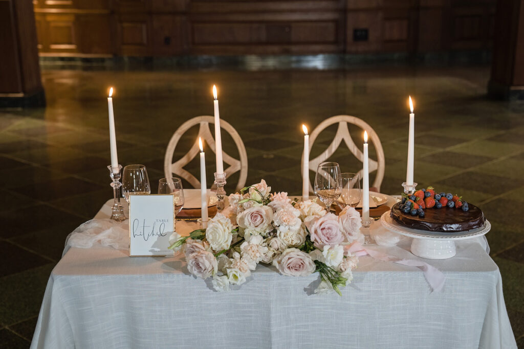 This moody art-infused styled shoot at the 21C Museum Hotel in Durham, NC, features elegant decor, contemporary art, & historic architecture.