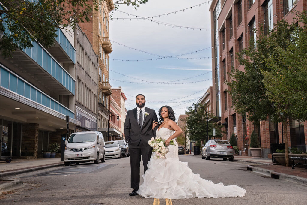 This moody art-infused styled shoot at the 21C Museum Hotel in Durham, NC, features elegant decor, contemporary art, & historic architecture.