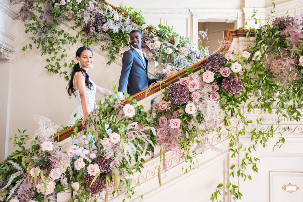 Exuberant florals by Blomst Floral Design gave this Gilded Age styled shoot at Cairnwood Estate its sprinkle of fairy tale magic.