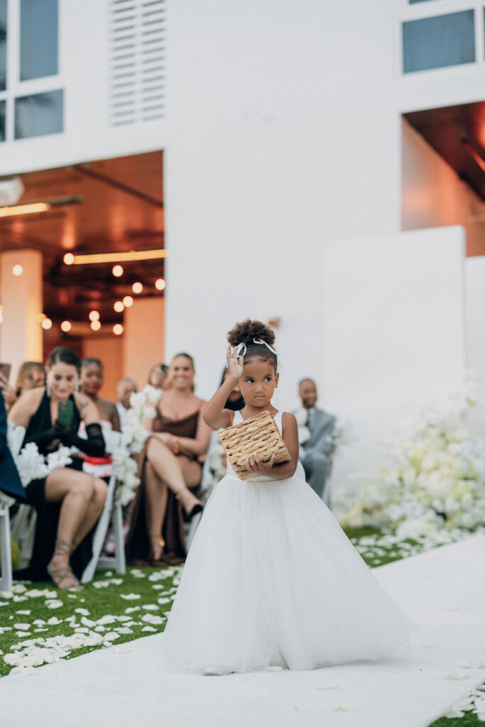 Featured in Issue 28, Bree and Ahmad's gorgeous outdoor Miami wedding featured classic ceremony details and stunning reception decor.