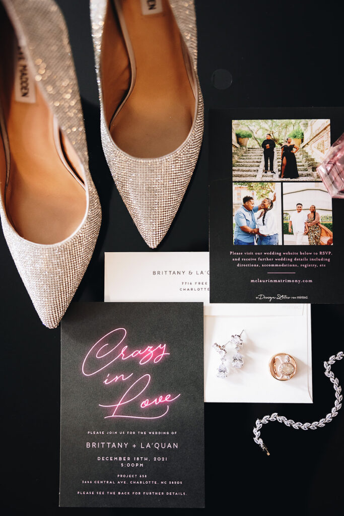 Brittany and LaQuan's dream wedding in Charlotte, NC, put a fun new spin on boho glam weddings with its super glam pink and black design.