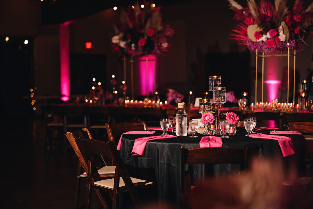 Brittany and LaQuan's dream wedding in Charlotte, NC, put a fun new spin on boho glam weddings with its super glam pink and black design.