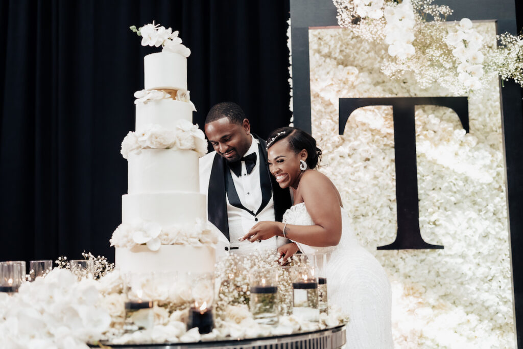 Featured in Issue 28, Channing & Herbert's sleek black and white-themed wedding had a mix of modern elegance and sweet southern charm.