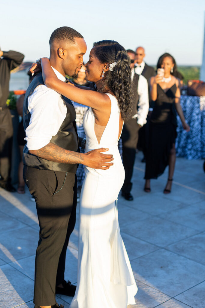 Alesia and Warn said "I do!" at their sophisticated black-and-white rooftop wedding in downtown Jackson, Mississippi!