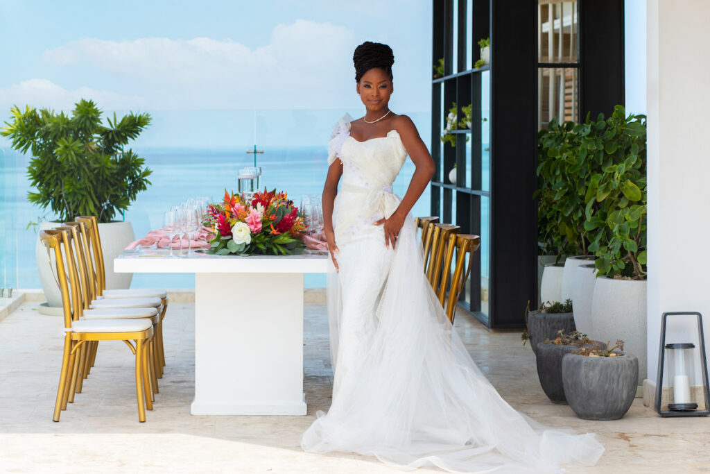 Featured in Issue 28, EbonyCattouse Events & Designer Kosibah created a stunning styled shoot in Belize with Ms. Earth 2021: Destiny Wagner.