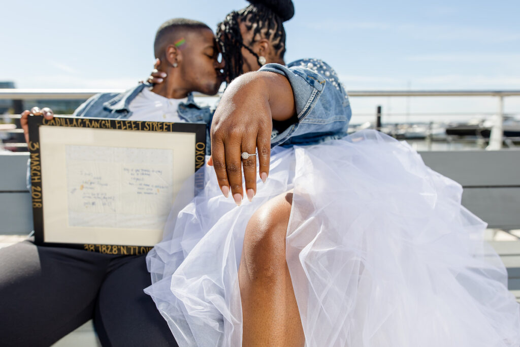 In this fun and flirty engagement session at the Cadillac Ranch National Harbor in Washington, DC, one thing is evidently clear: Jess and Tie are meant to be!