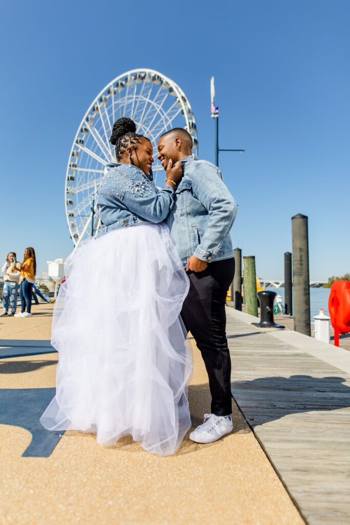 In this fun and flirty engagement session at the Cadillac Ranch National Harbor in Washington, DC, one thing is evidently clear: Jess and Tie are meant to be!