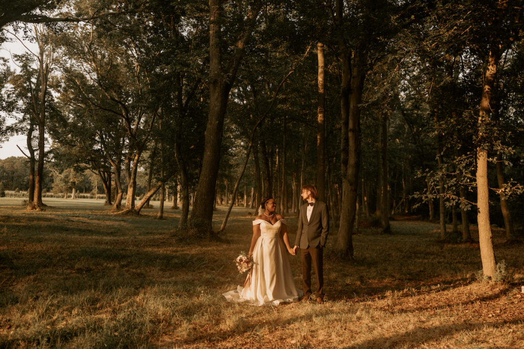 This romantic DIY wedding at the Allaire State Chapel in New Jersey stole our hearts with an intimate couple's photoshoot and barn reception.