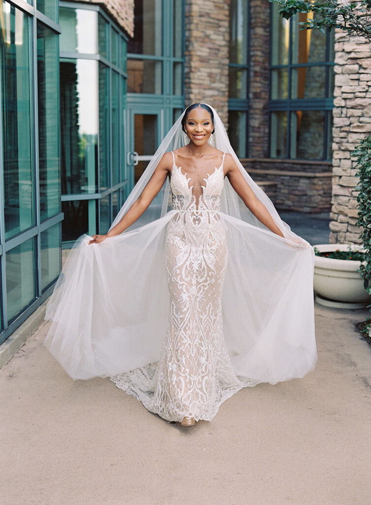 Attorneys say "I Do!" in a romantic outdoor ceremony at the Lansdowne Resort in Leesburg, VA. Featuring classy decor, gold details, and a gorgeous custom gown by Berta Bridal. 