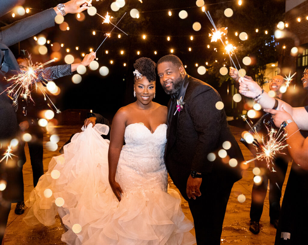 The Wooten's Rip The Runway-Themed wedding in North Carolina serves looks and love with colorful berry-hued florals and modern decor!