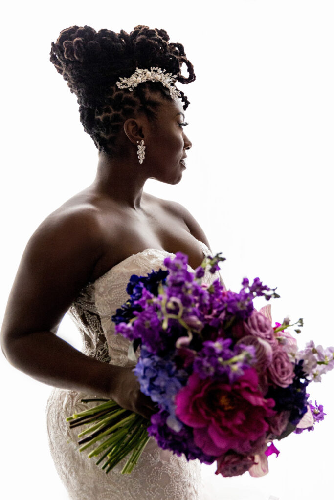 The Wooten's Rip The Runway-Themed wedding in North Carolina serves looks and love with colorful berry-hued florals and modern decor!