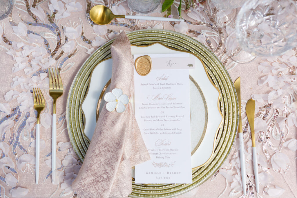 The regal Estate at River Run hosts this delicate spring-styled shoot with romantic details and a soft, springtime palette.