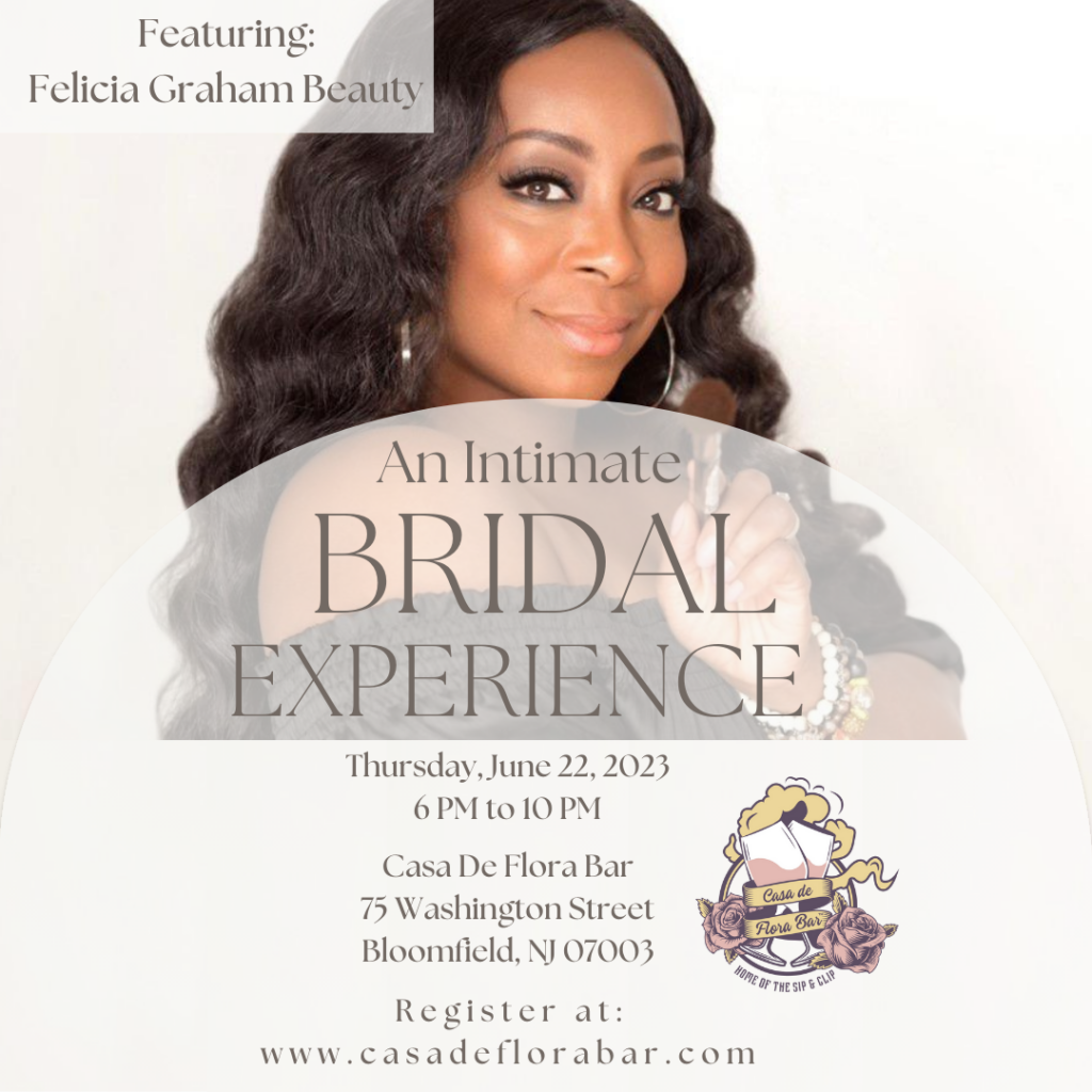 Join elite wedding professionals on Thursday, June 22nd, for an intimate, luxury bridal experience at Casa De Flora Bar in Bloomfield, NJ.