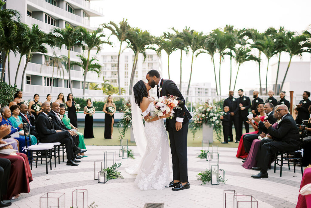 This modern garden wedding at the W Hotel in Fort Lauderdale, Florida boasts full blooms and ultra-contemporary decor!