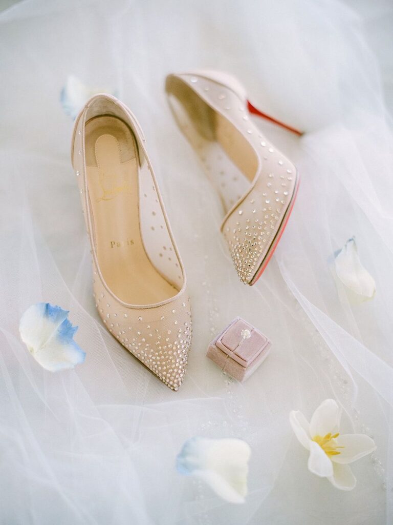 We've selected 19 standout summer bridal shoe styles that will surely bring extra glam and dazzle to your bridal style. | Christian Louboutin Follies 85