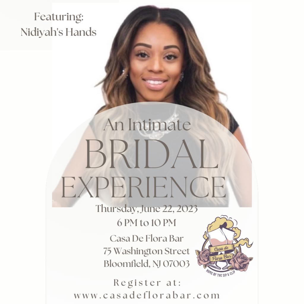 Join elite wedding professionals on Thursday, June 22nd, for an intimate, luxury bridal experience at Casa De Flora Bar in Bloomfield, NJ.