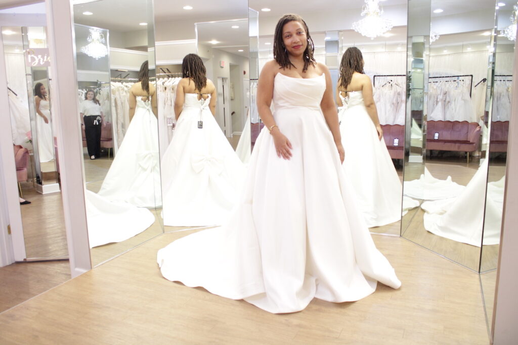 Taboos can take a hike! Our single contributing fashion editor had a blast visiting Ellie's Bridal Boutique trying on gorgeous wedding gowns!