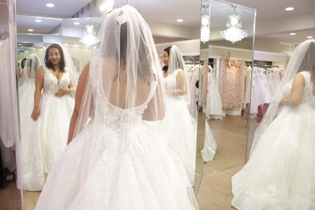 Taboos can take a hike! Our single contributing fashion editor had a blast visiting Ellie's Bridal Boutique trying on gorgeous wedding gowns!