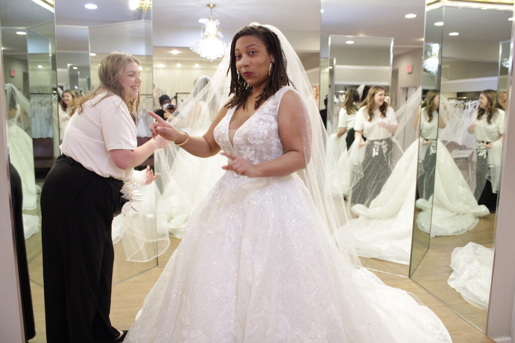 Taboos can take a hike! Our single contributing fashion editor had a blast visiting Ellie's Bridal Boutique trying on gorgeous wedding gowns!