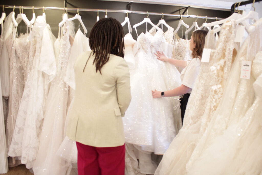 Taboos can take a hike! Our single contributing fashion editor had a blast visiting Ellie's Bridal Boutique trying on gorgeous wedding gowns!