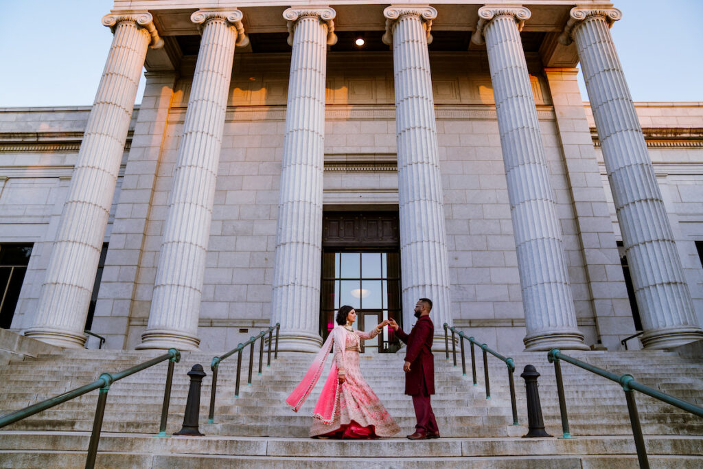 Adam and Shiveta's 3-day wedding celebration culminated in a colorful pink ceremony at the Minneapolis Institute of Arts! 