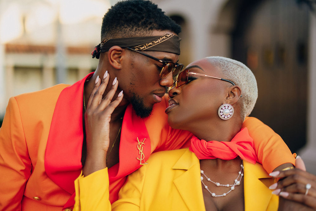 Featured in Issue 29, Bishop & Sarah's vibrant Miami engagement session is a total vibe with colorful attire and a Mercedes-Benz convertible!