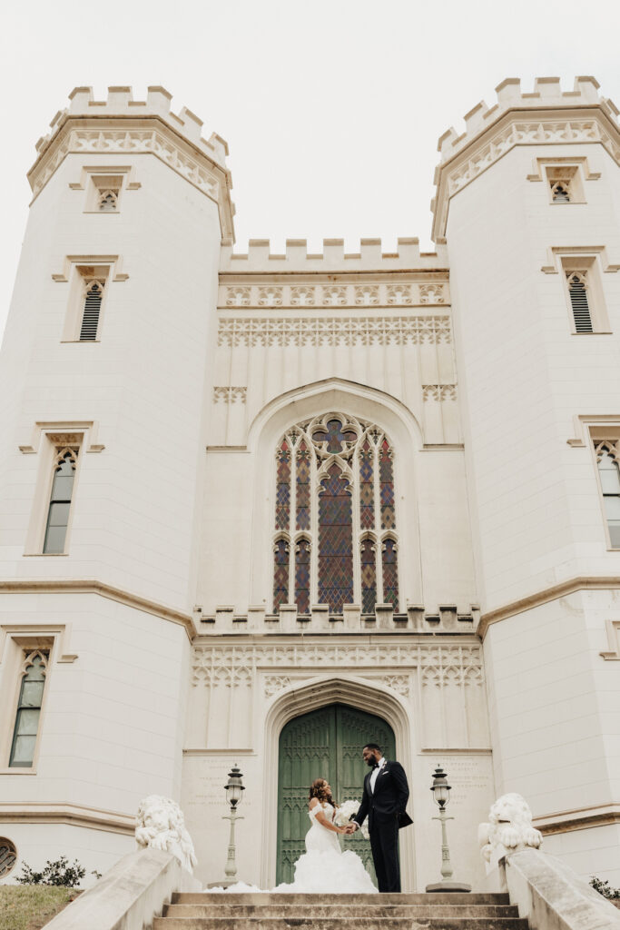 Featured in Issue 29, couple marks the official start of their lives together in an elegant southern wedding at Louisiana's Old State Capitol.