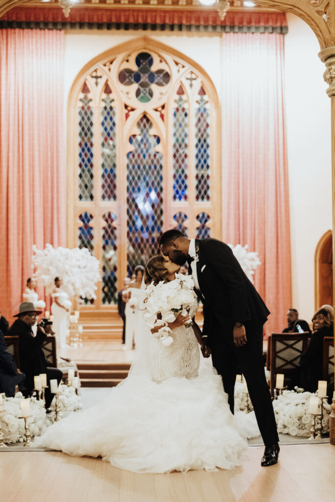 Featured in Issue 29, couple marks the official start of their lives together in an elegant southern wedding at Louisiana's Old State Capitol.