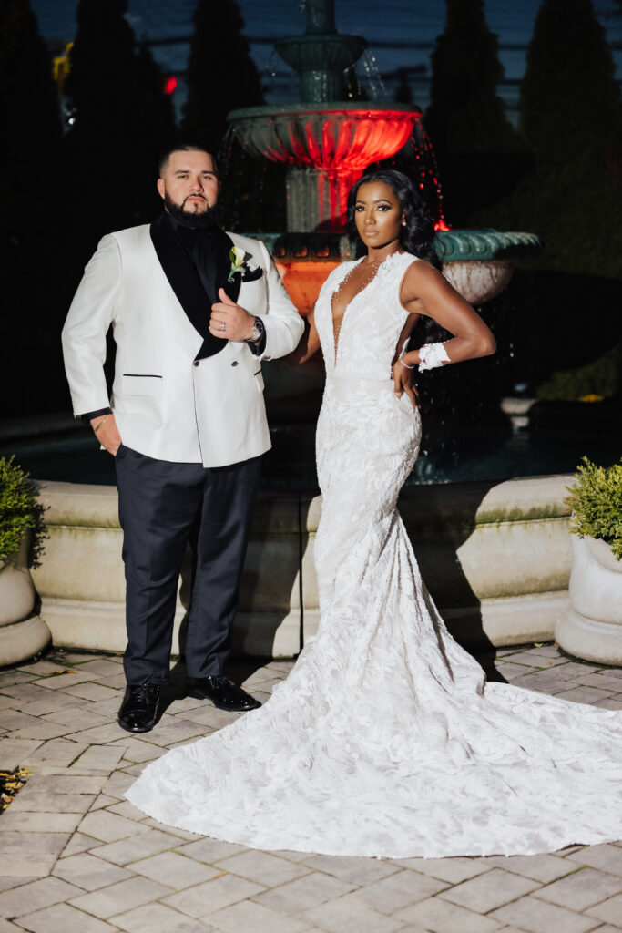 Olivia and Mauricio hosted an elegant and angelic wedding at Russo's on the Bay with a STUNNING Pantora Bridal gown and white tux by Garçon Couture.