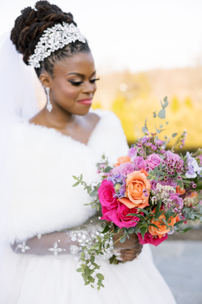 Featured in Issue No. 29, Rose and Michael's vibrant winter wedding has colorful, lush blooms and chic over-the-top decor!