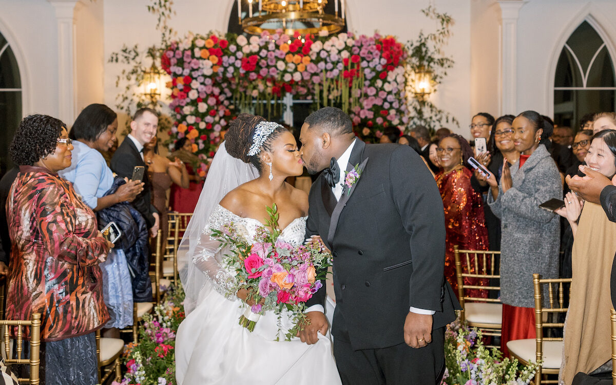 Featured in Issue No. 29, Rose and Michael's vibrant winter wedding has colorful, lush blooms and chic over-the-top decor!